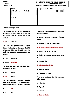 Bài kiểm tra học kì II Sinh học lớp 10 (Có đáp án) - Đề số 001